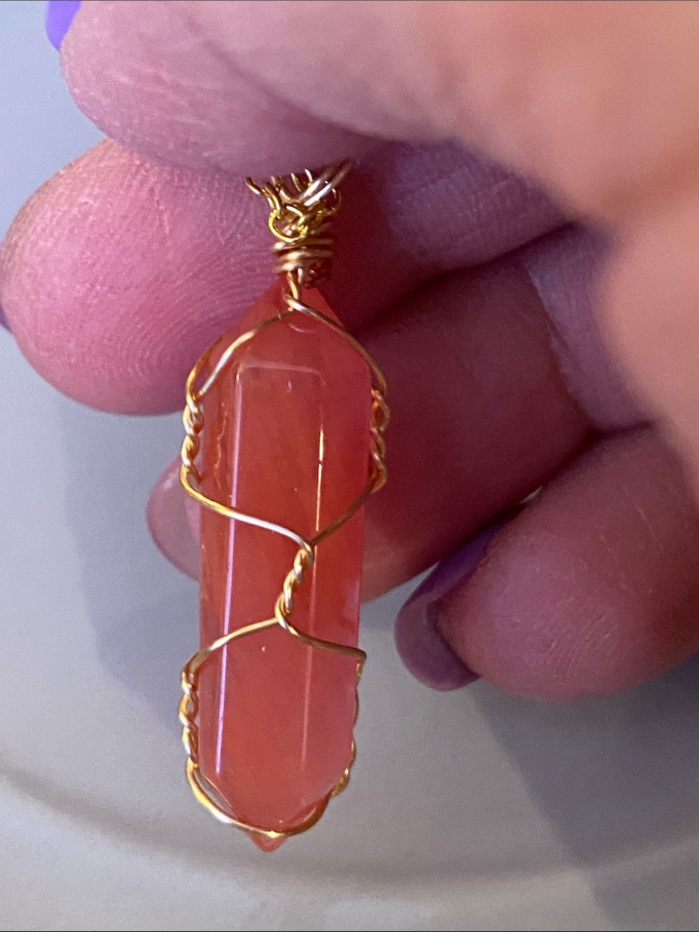 Gold Chain Necklace with Red Crystal Pendant - Women Jewelry